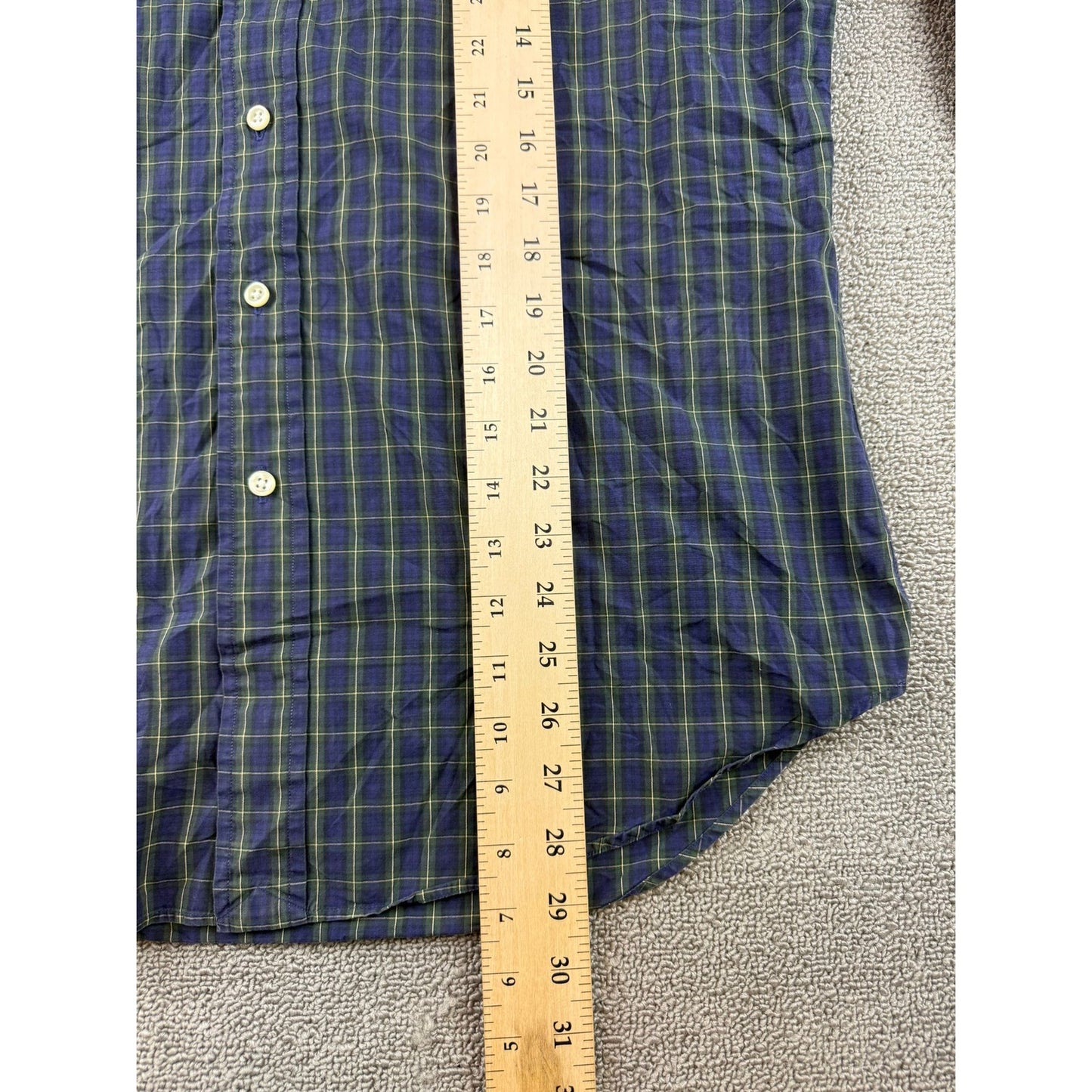 Ralph Lauren Vintage Button Down Shirt Men M 15.5 34/35 Blue Green Plaid HK