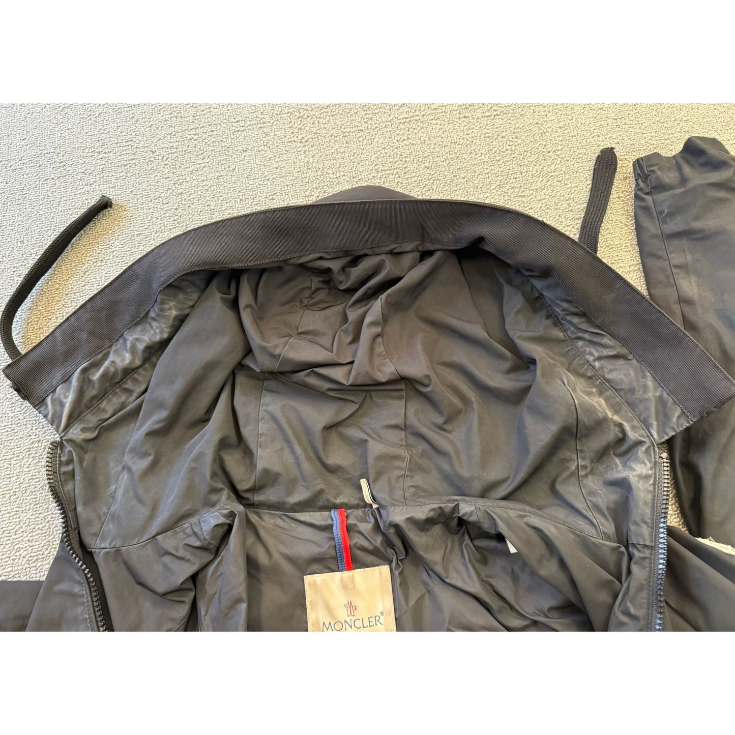 Moncler Size 3 Hooded Full Zip Jacket Black Rain Coat