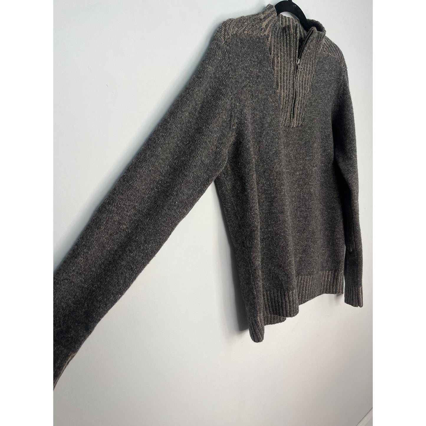 Blue by Pronto Uomo Wool Sweater Men M Gray Zip Neck Ribbed Trim Pullover