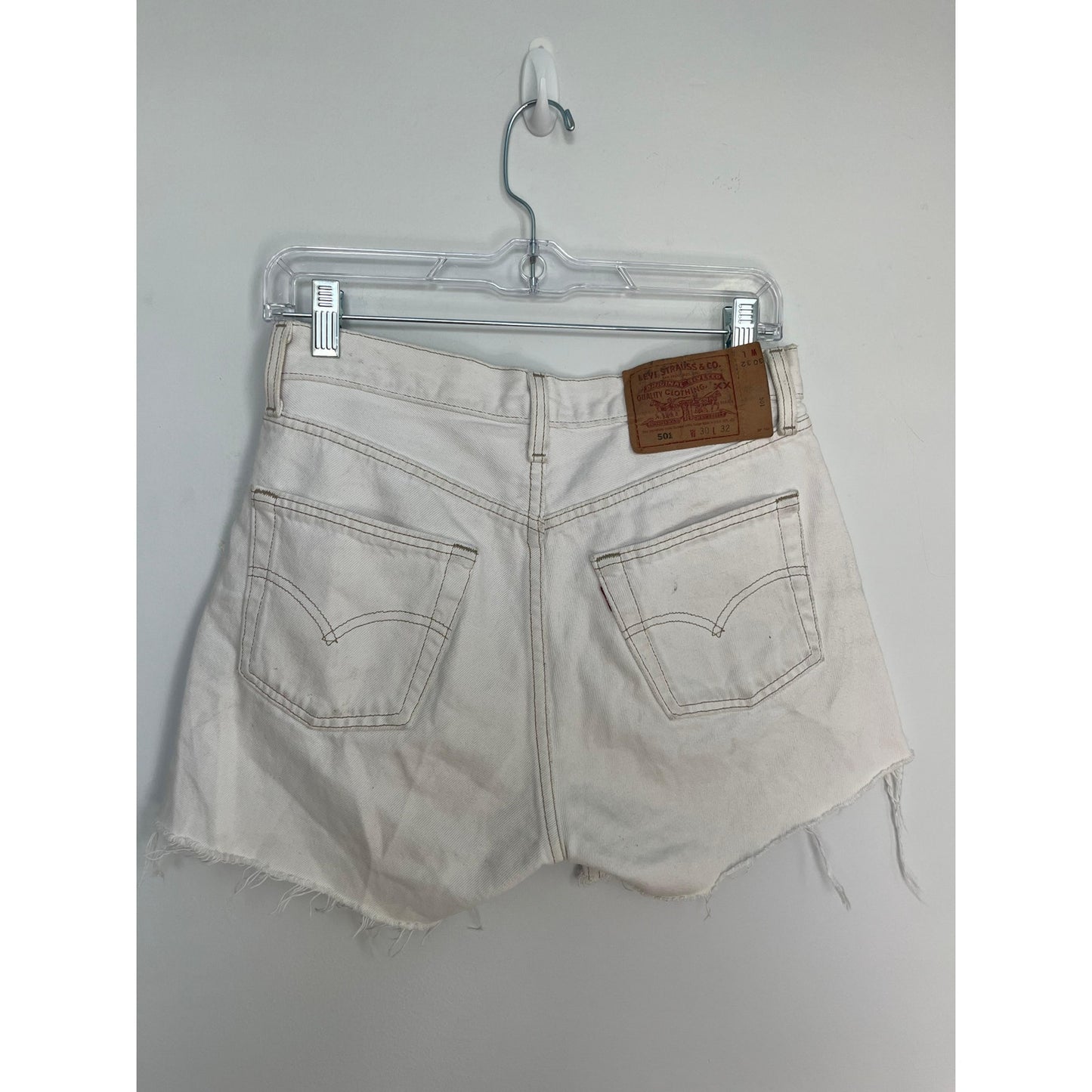 Levi's 501 Vintage Cutoff Shorts Women 30 White Denim High Rise Raw Hem