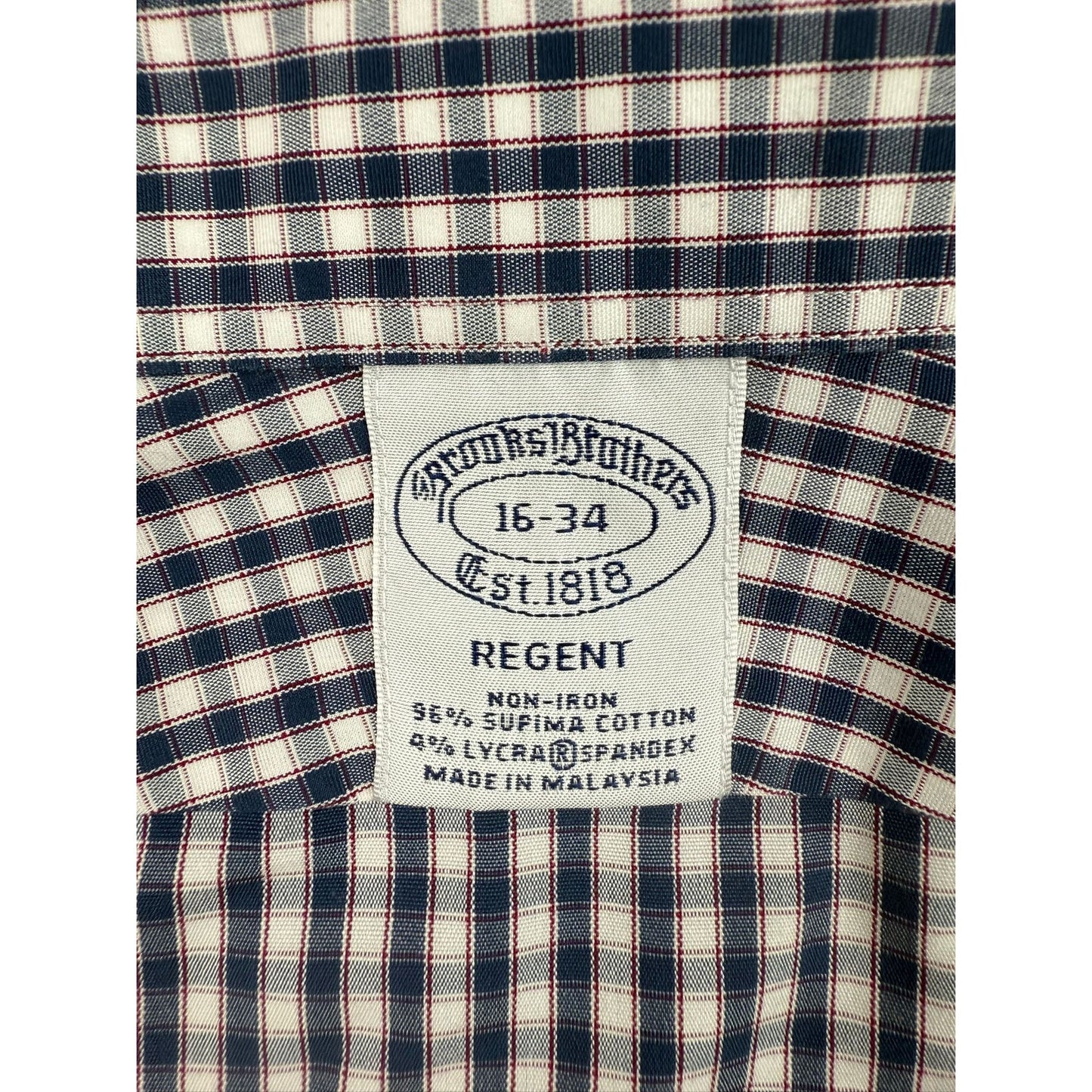 Brooks Brothers Regent Dress Shirt Men's 16-34 Navy Red White