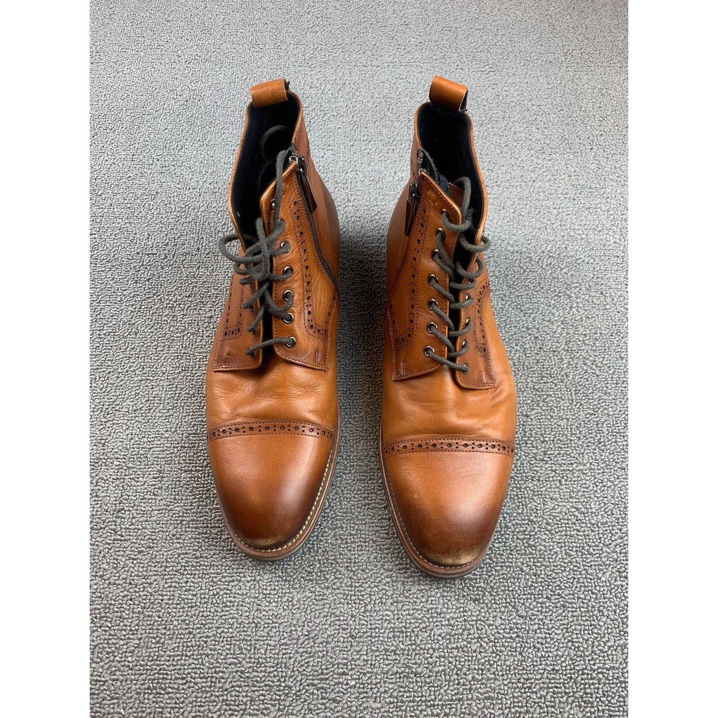 Dockorio Men's Size 7.5 Brown Leather Zipper Casual Dressy Motorcycle Boots