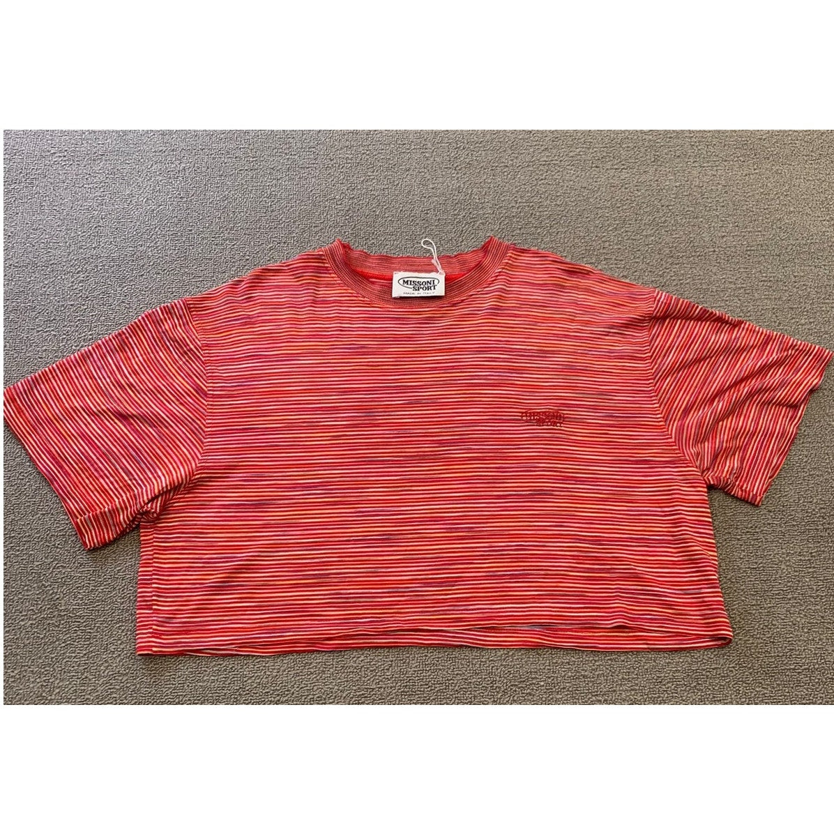 Missoni Sport Women M Red Striped Crop Top T-Shirt