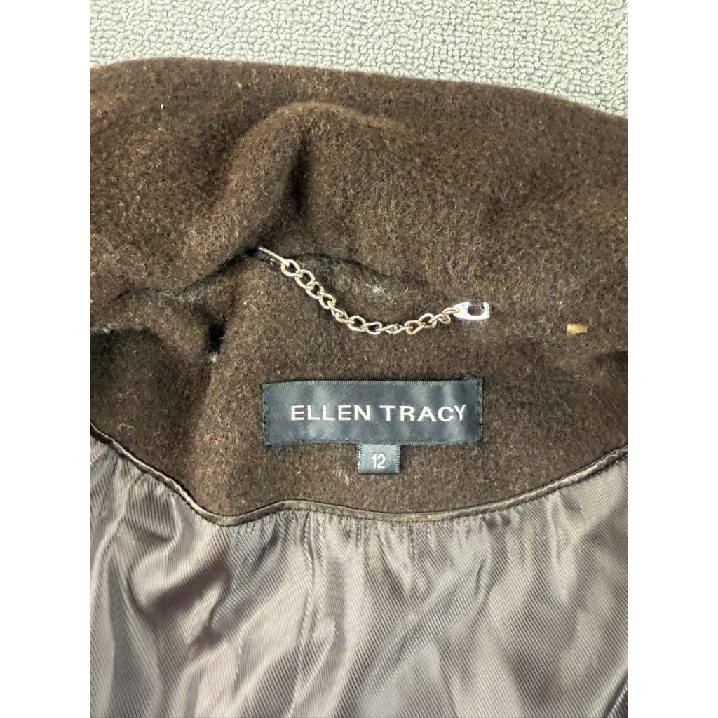 Ellen Tracy Women's Size 12 Chocolate Brown Wool Blend Winter Coat