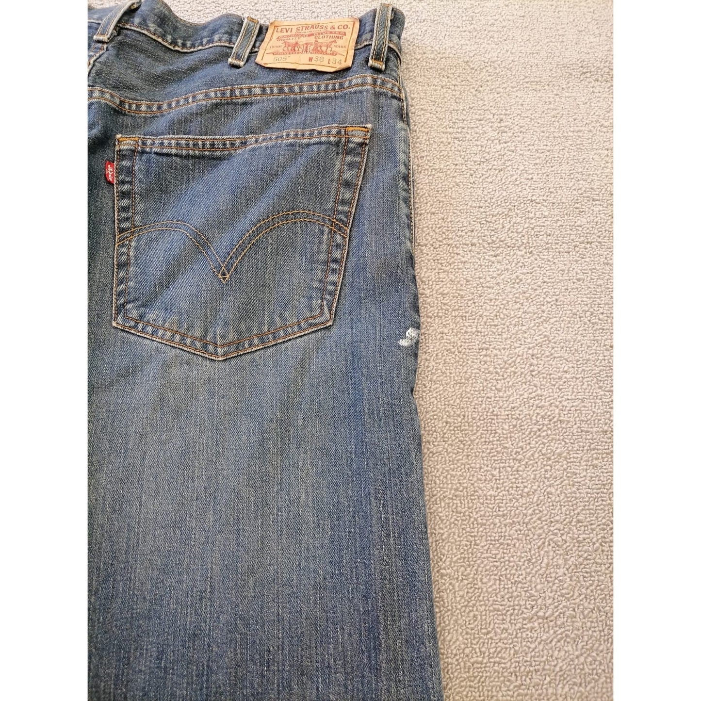 Levi's 505 Male W38 L34 Classic Blue Denim Jeans Regular Fit Durable Everyday
