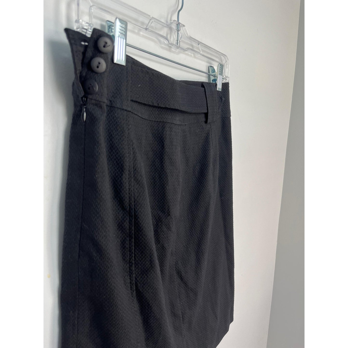 Nanette Lepore Pencil Skirt Women 4 Black Textured Belted High Waist Career