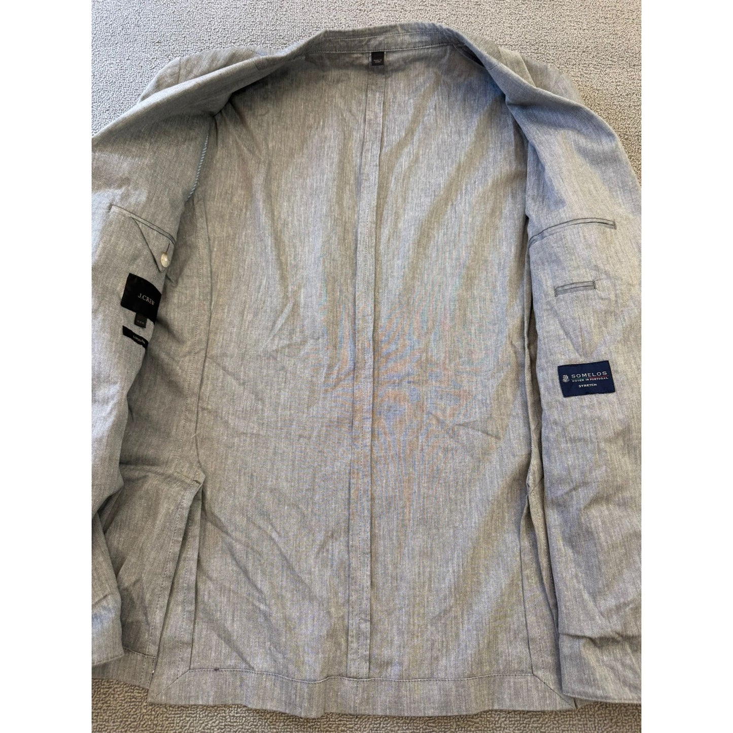 J.CREW Mens Ludlow Blazer Light Gray 42R Linen Blend Strioes