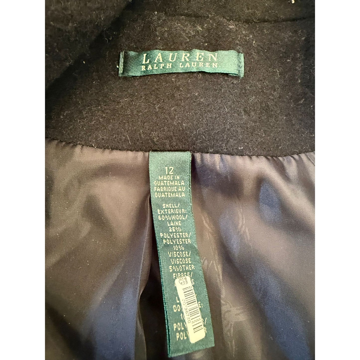 Lauren Ralph Lauren Women's 12 Black Wool Blend Wrap Draped Coat
