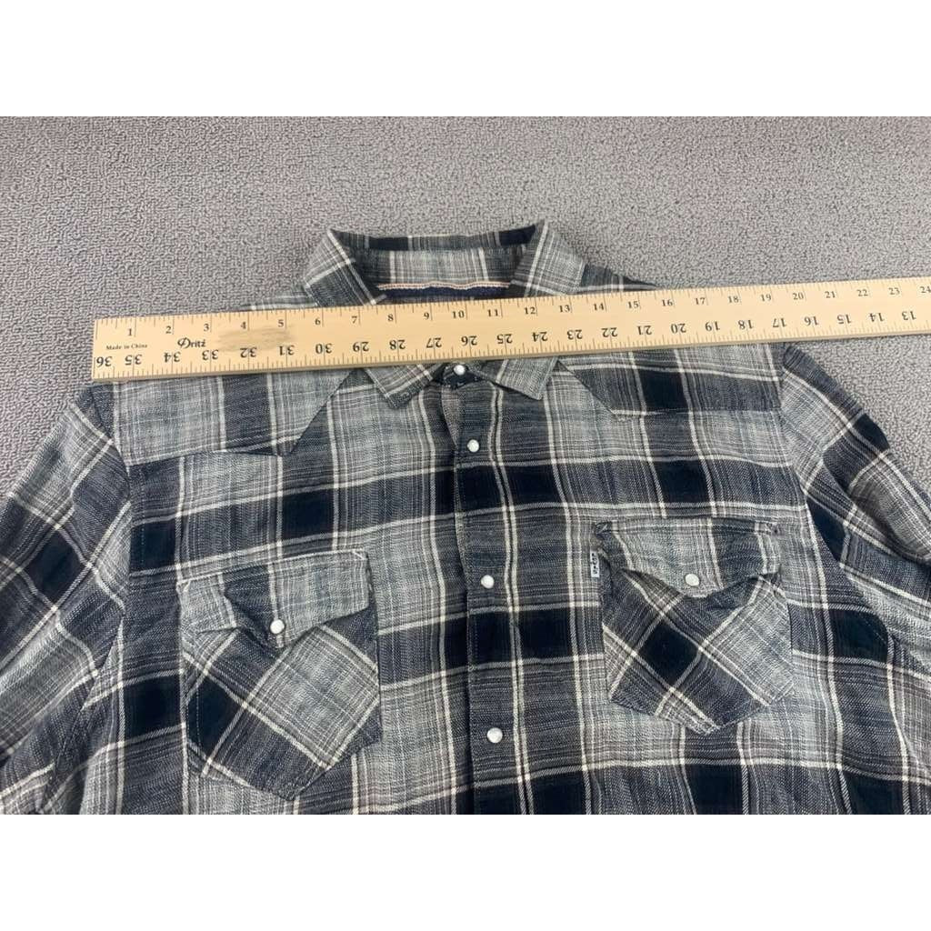 Levi's Men's XL Gray Pearl Check Western Shirt with Snap Buttons Country Cowboy