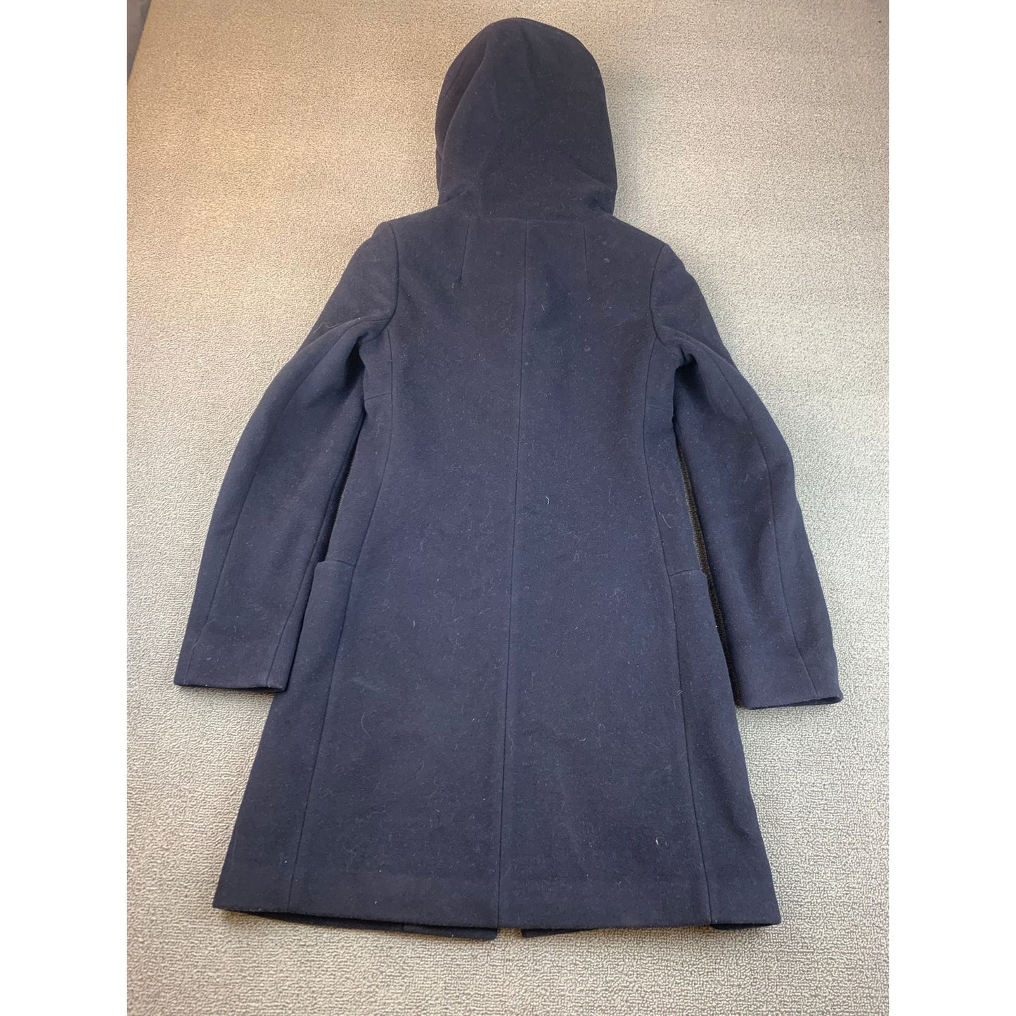 Babaton Women's XXS Navy Blue Hooded Wool Coat Outerwear Jacket