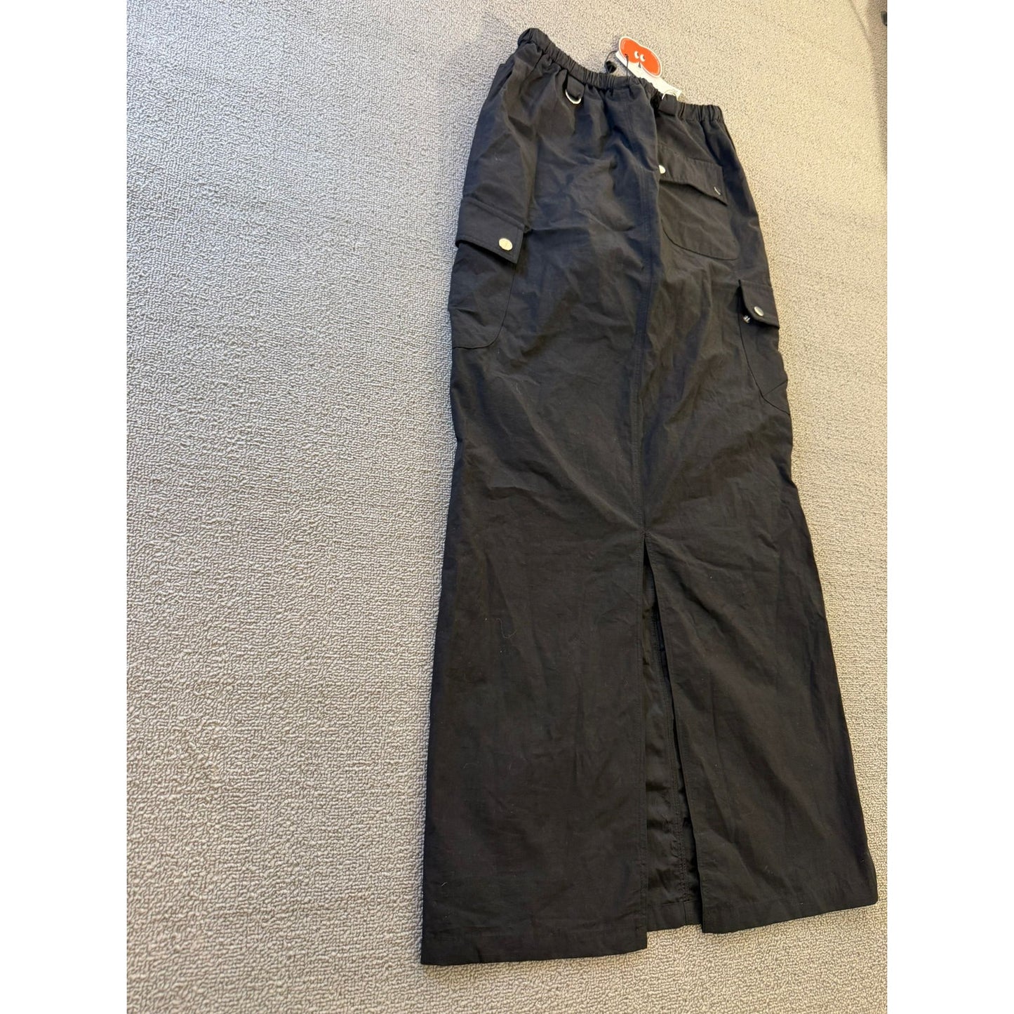 CIDER XS Womens Black Cargo Maxi Skirt Casual Adjustable Wais