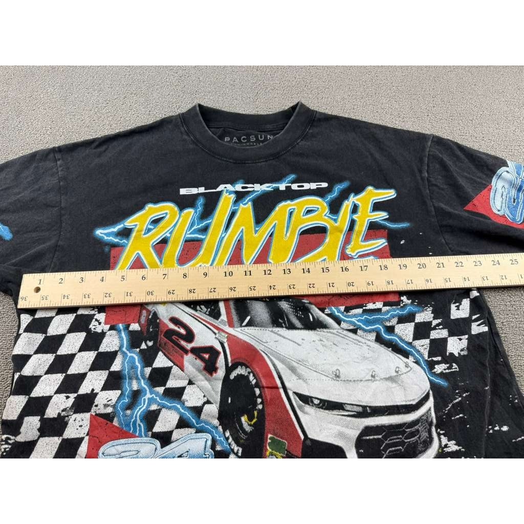 PacSun Blacktop Rumble AMERICAN MOTORSPORT NASCAR Graphic Black Large T Shirt