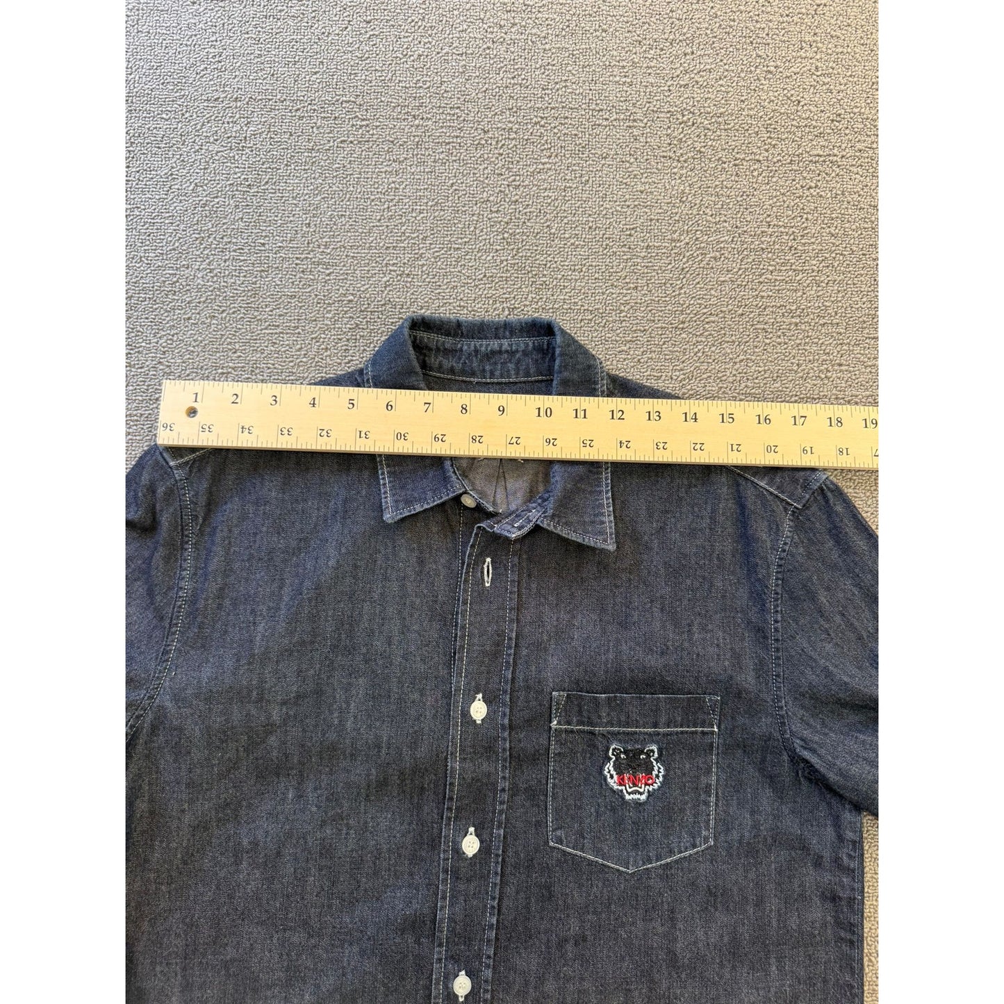 Kenzo Paris Medium Mens Blue Denim Button Up Long Sleeve Shirt