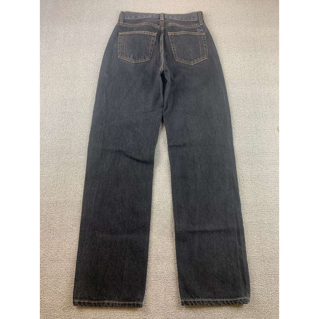 Still Here New York Jeans Women 25 High Rise Straight Leg Black Distressed
