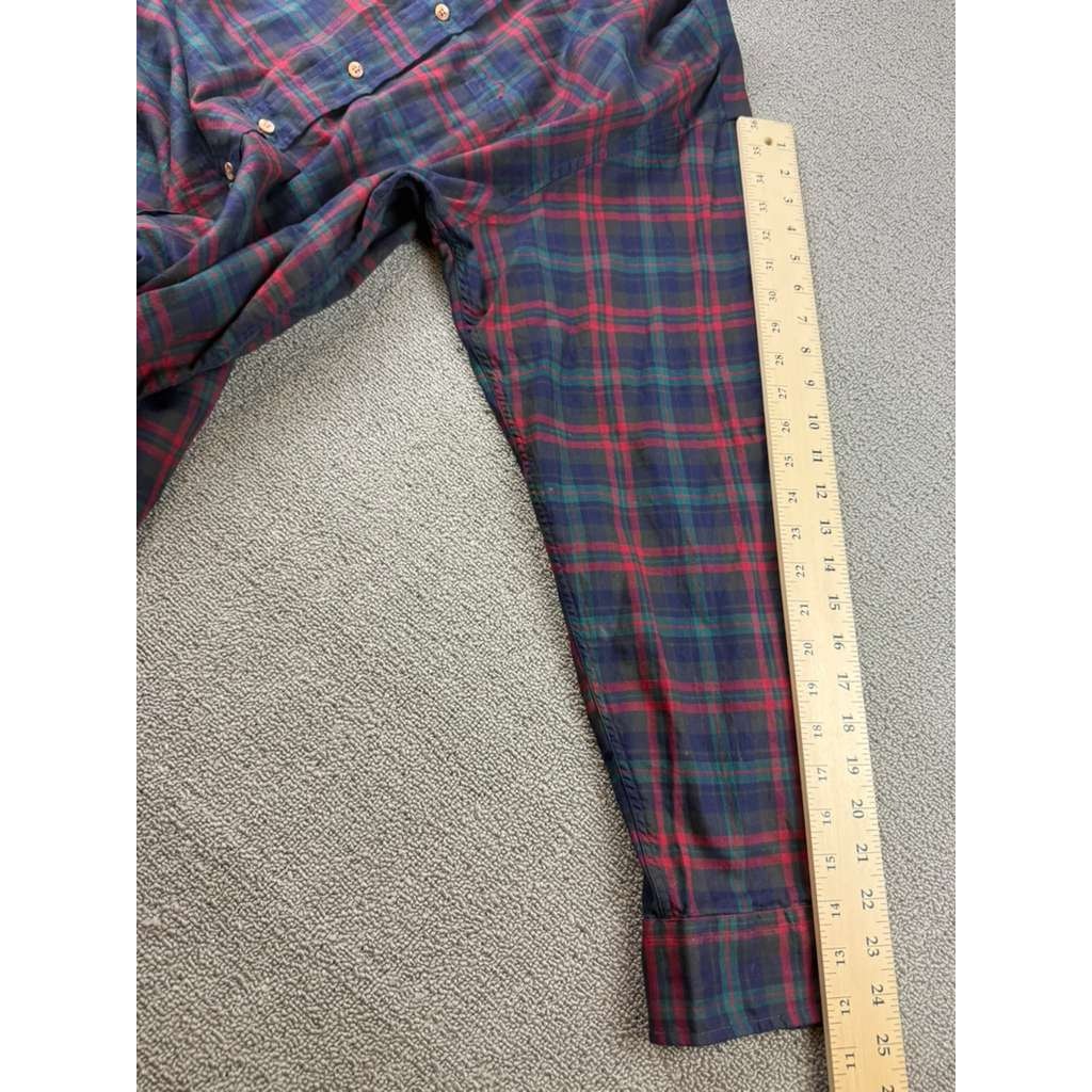 Brooks Brothers Button Down Shirt Mens XL Plaid Cotton Vintage Hong Kong