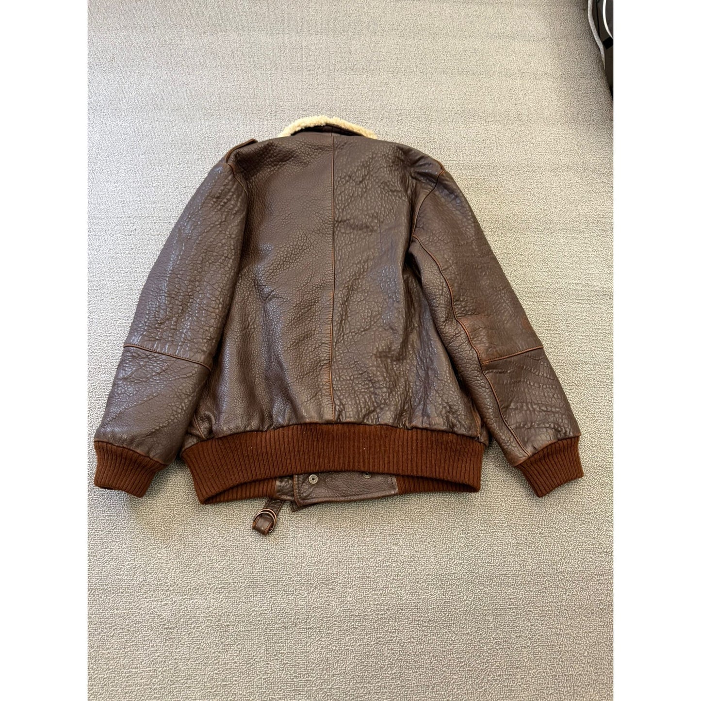 Jacqueline C Paris Leather Bomber Jacket W 36 Shearling Collar Vintage Aviator