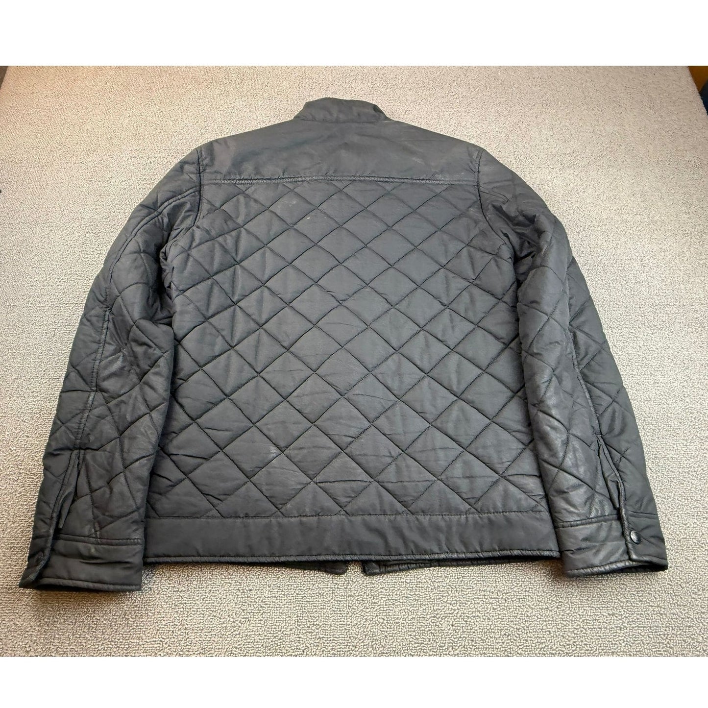 BANANA REPUBLIC Men's Small Diamond Quilted Jacket Black Zip-Up