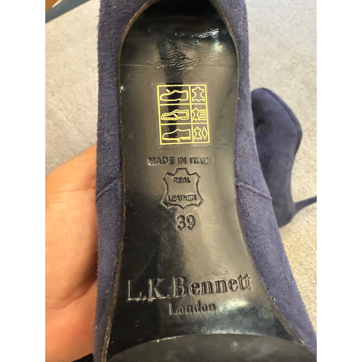 L.K. Bennett London Women's Size 39 Blue Suede Leather Boots Stiletto Heels