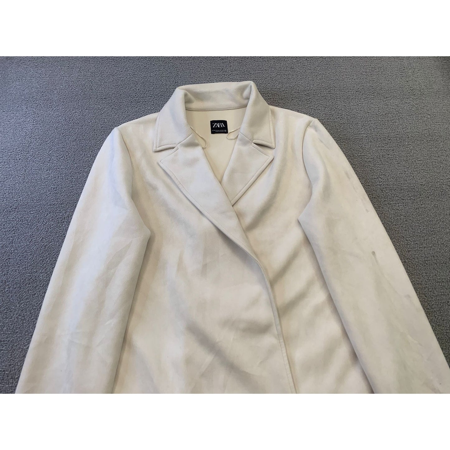 ZARA Women's Medium Cream White Long lapel Coat