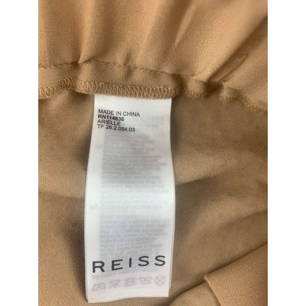 Reiss Size 6 Beige Arielle Embellished Wide Leg Pants Rhinestone Buckle Waist