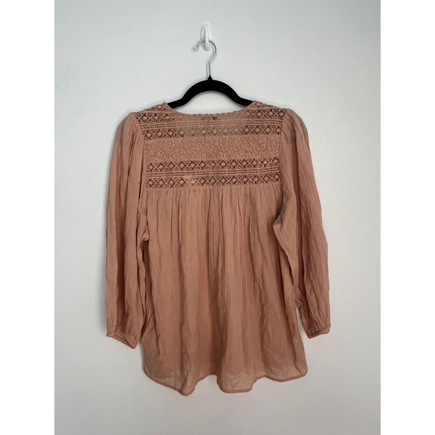 Joie Boho Peasant Blouse Women S Pink Crochet Lace Gauze Cotton Top