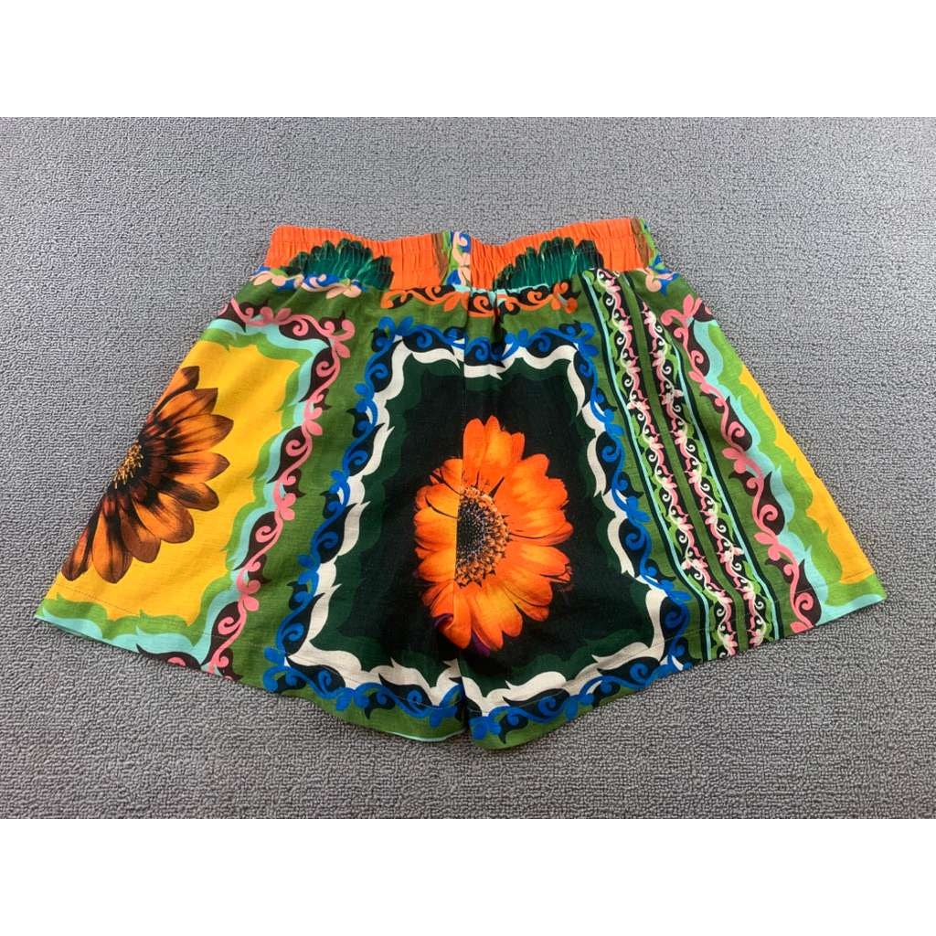 Jeff Gallano Paris Womens 2 Shorts Floral Print Elastic Waist Drawstring Hippie