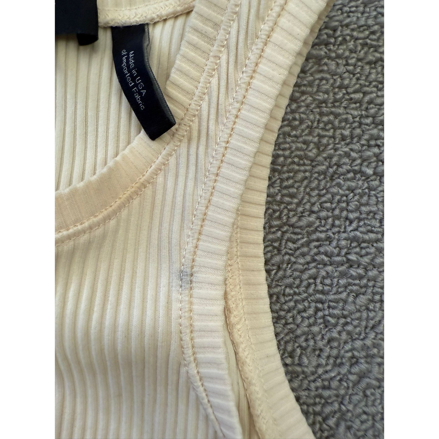 Theory Women's Small Petite Cream White Ribbed Tank Top Samek Belsay Sleeveless
