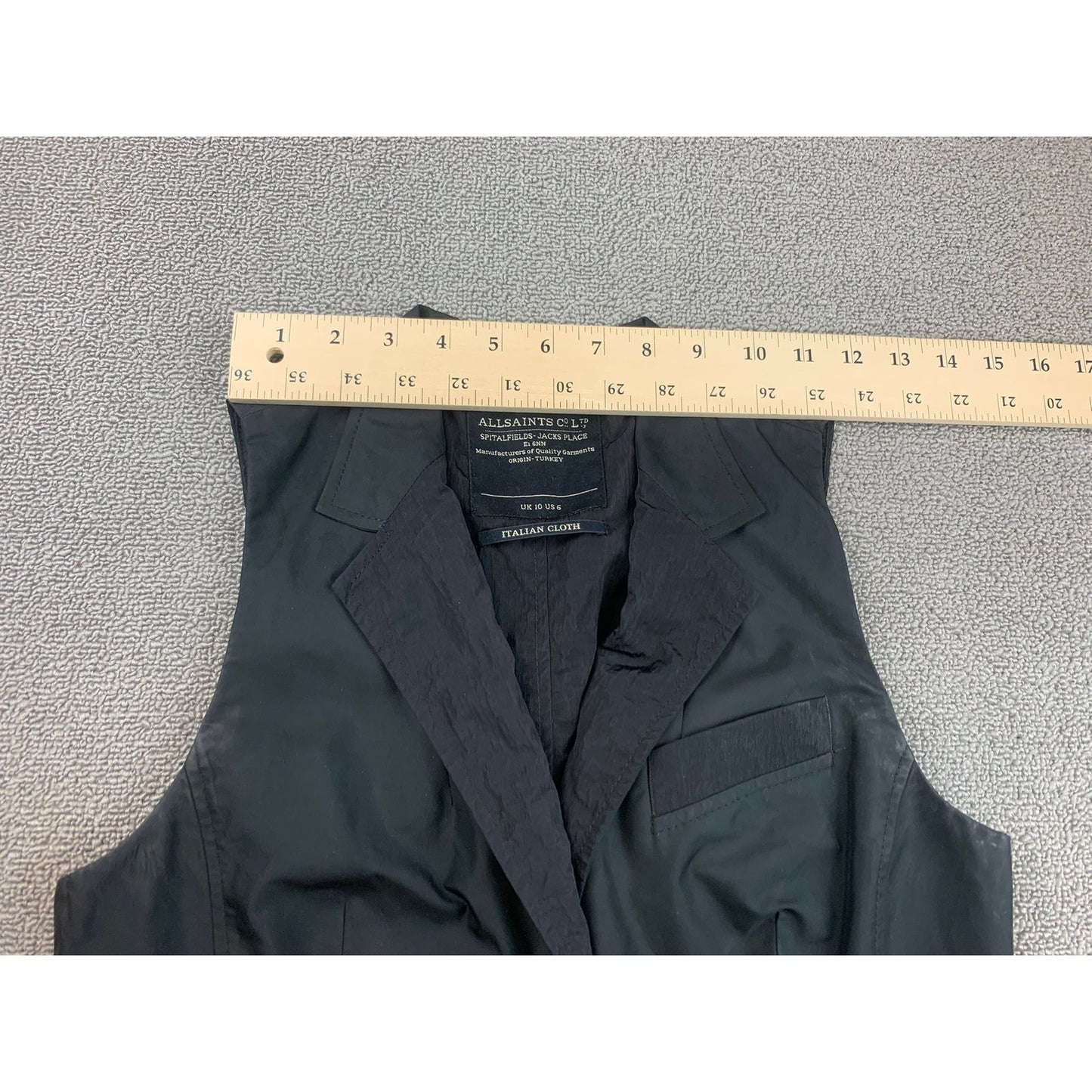 AllSaints Sleeveless Blazer Vest Womens US 6 UK 10 Black Italian Cloth Tailored