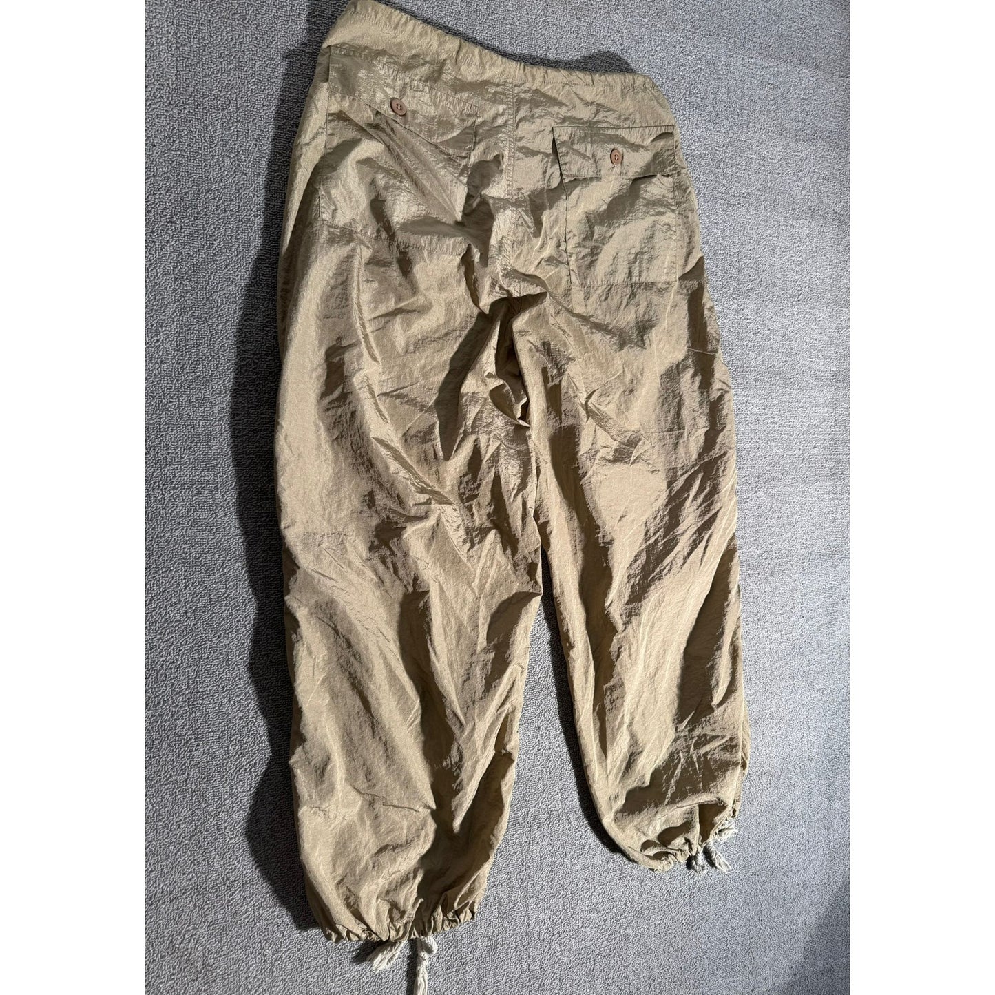 Edikted Beige Women Medium/Large Nylon Drawstring Cargo Jogger Pants