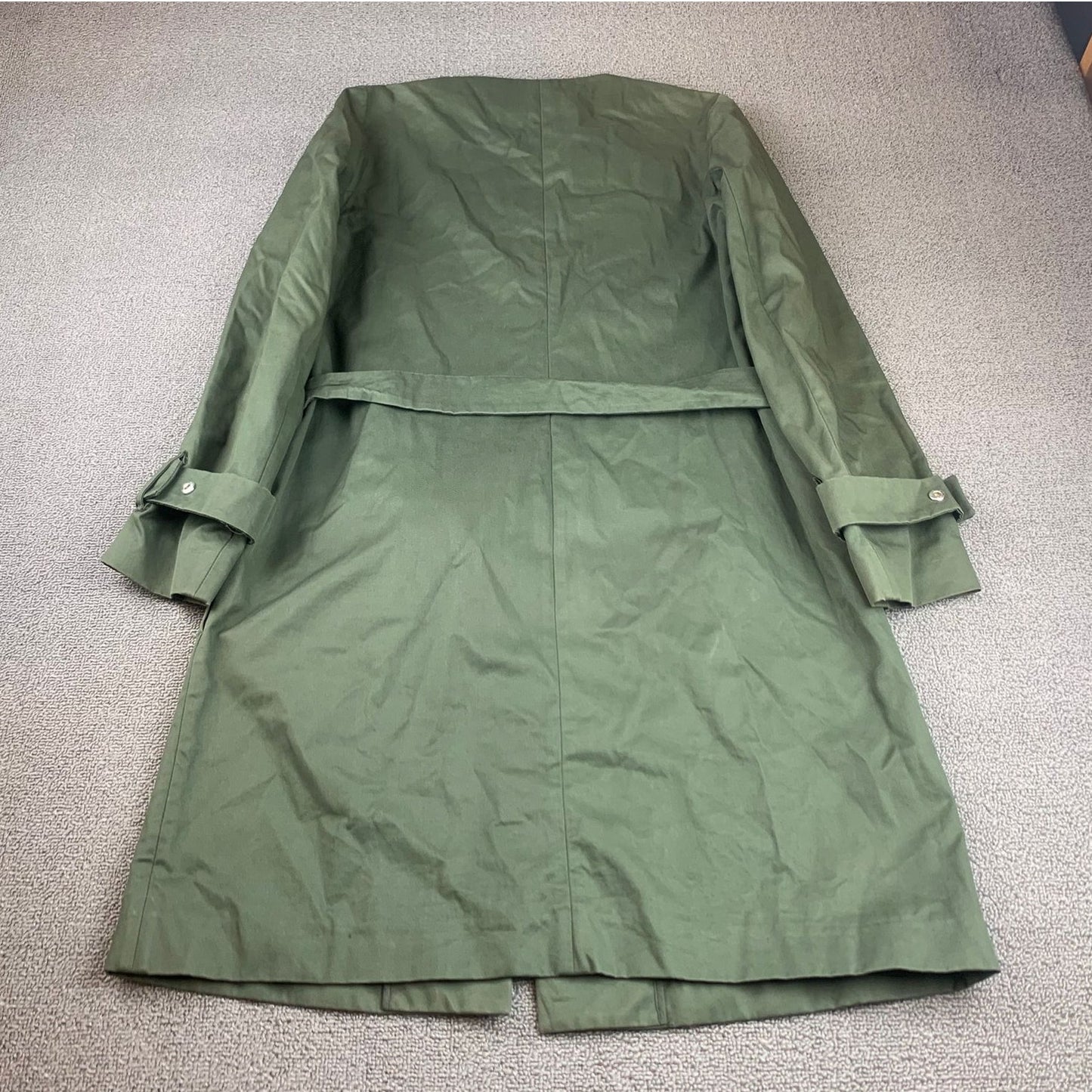 Sandro Paris Women's 36 Belted Green Trench Coat 100% Cotton