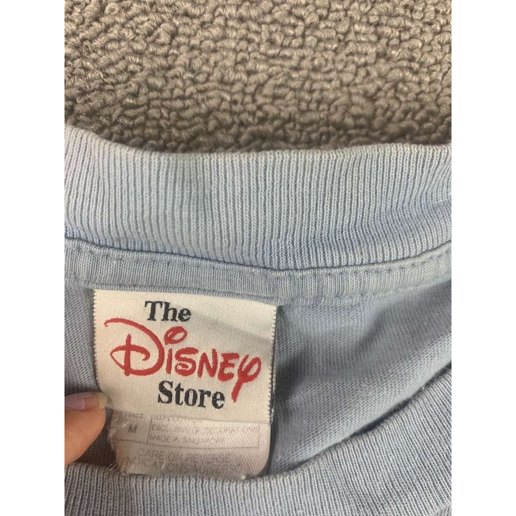 Vintage 90s Disney Store T Shirt Men M Blue Mickey Mouse Graphic Pocket Crewneck