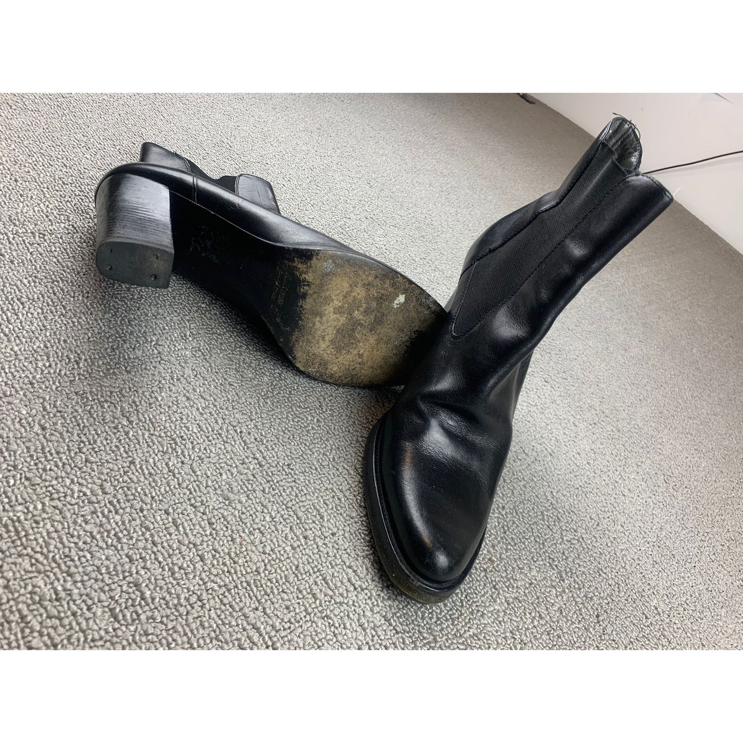 Miu Miu Women's 37.5 Black Leather Boots Minimalist Heels