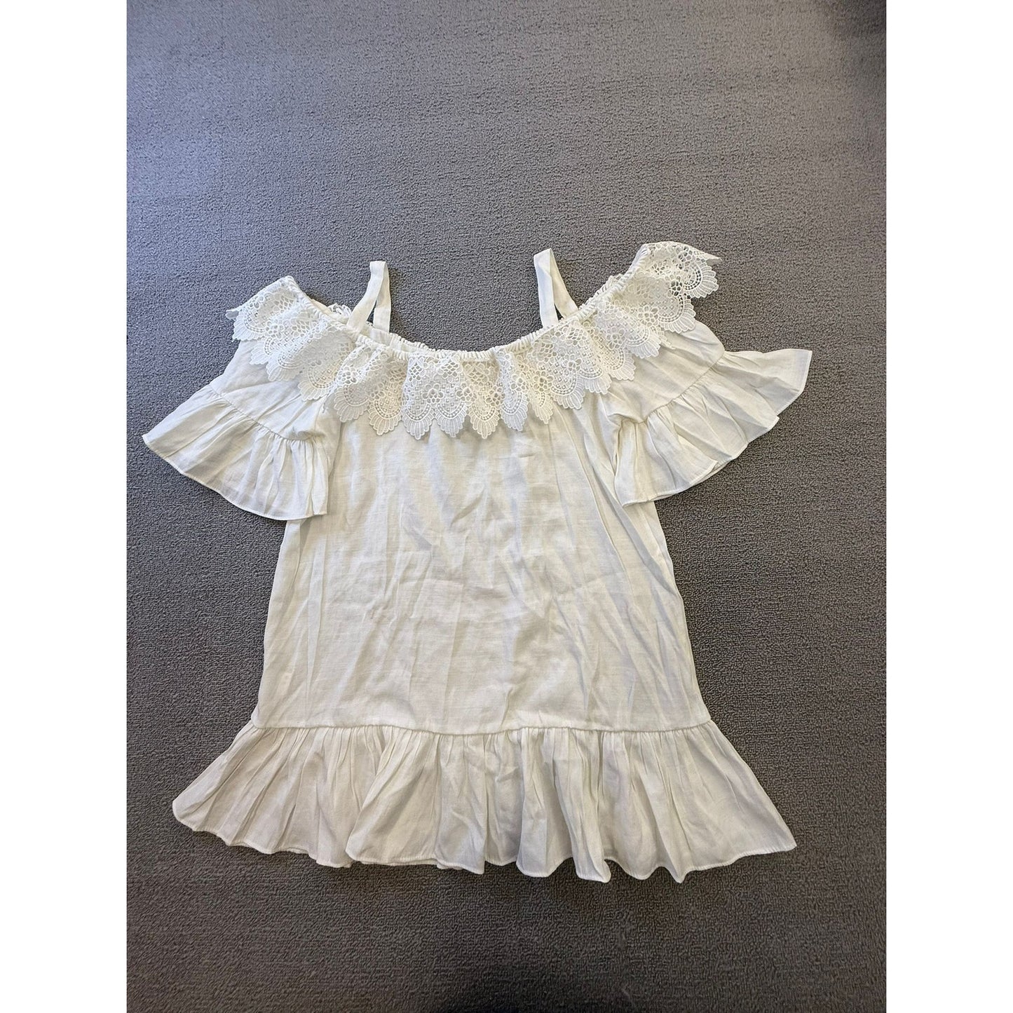 Hippie Love Women's One Size White Lace Ruffle Off-Shoulder Bohemian-Style