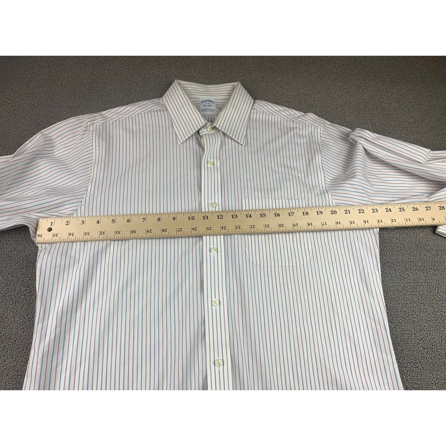 Brooks Brothers Dress Shirt Men's 16-35 Slim Fit Non Iron Stretch Stripe