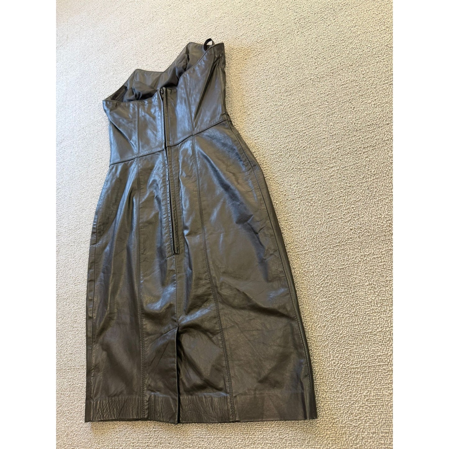 Laurice Vintage Size 3/4 Women's Black Leather Strapless Mini Dress