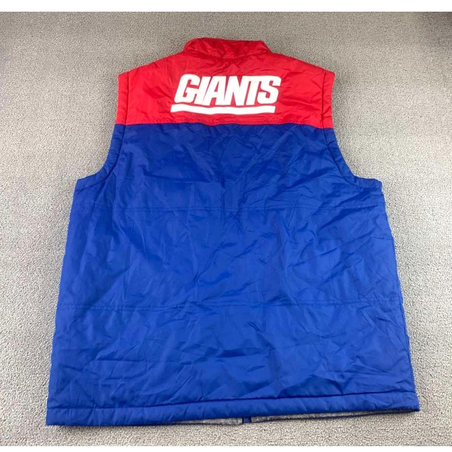NFL New York Giants Football Men's XL Blue Red Reversible Puffer Vest Insulated