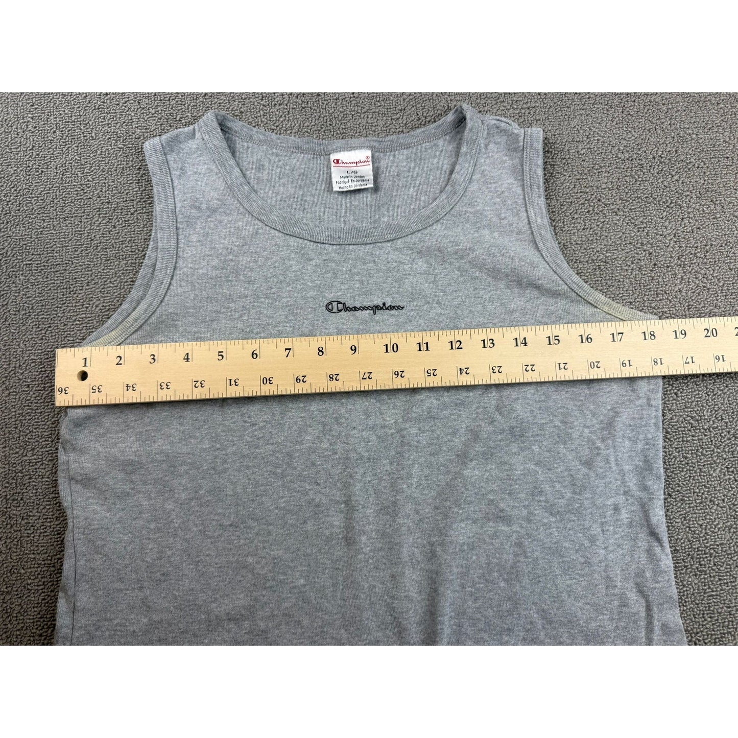 Vintage Y2K Champion Large Gray Athletic Tank Top Embroidered Logo Jordan Made