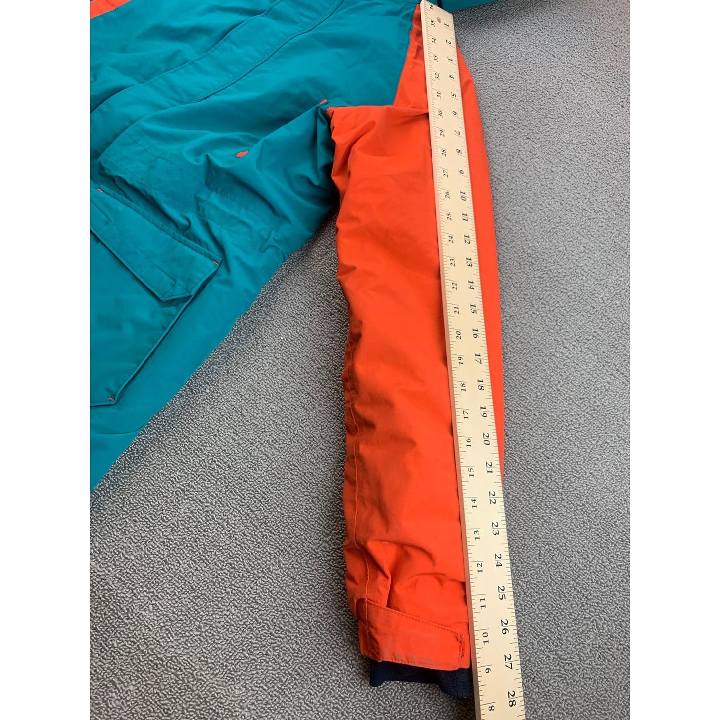 Lands' End Boy's Large 14-16 Orange Blue Teal Waterproof Hooded Parka Jacket