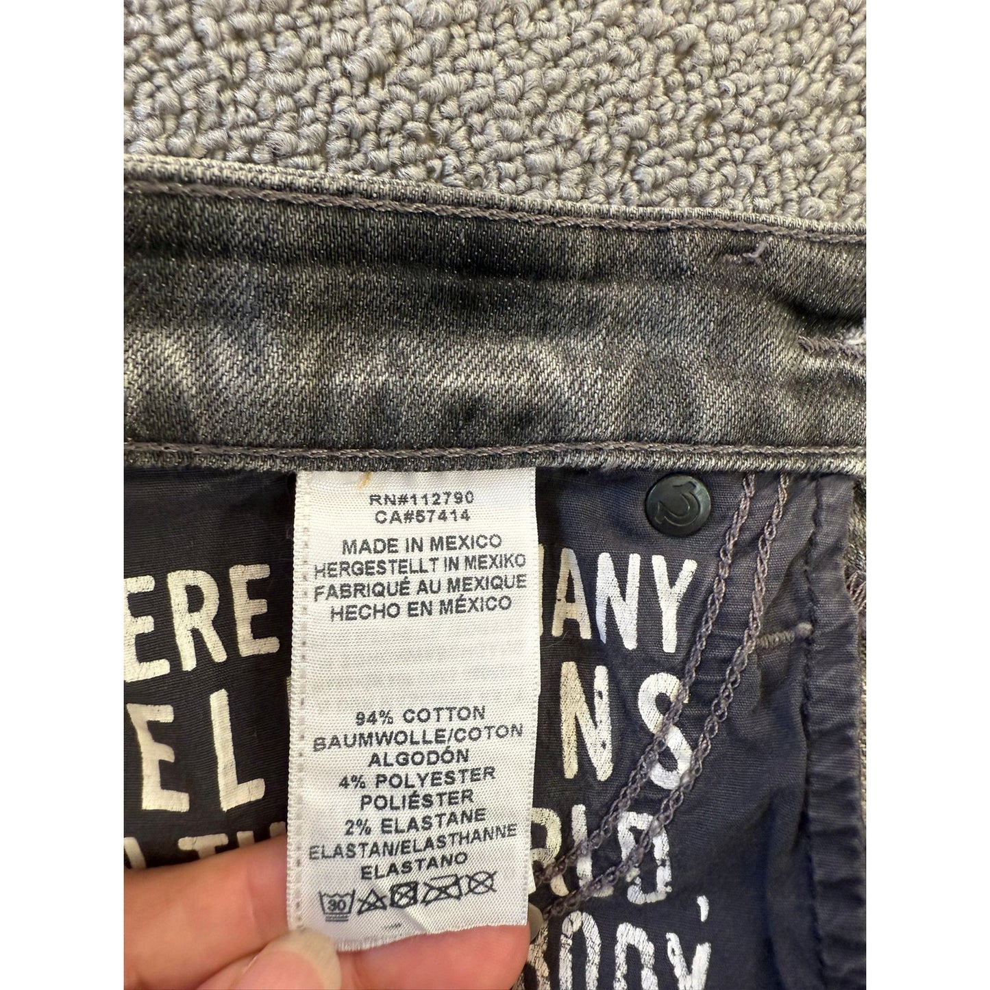 True Religion Halle 26 Gray Paint Splatter Distressed Skinny Jeans
