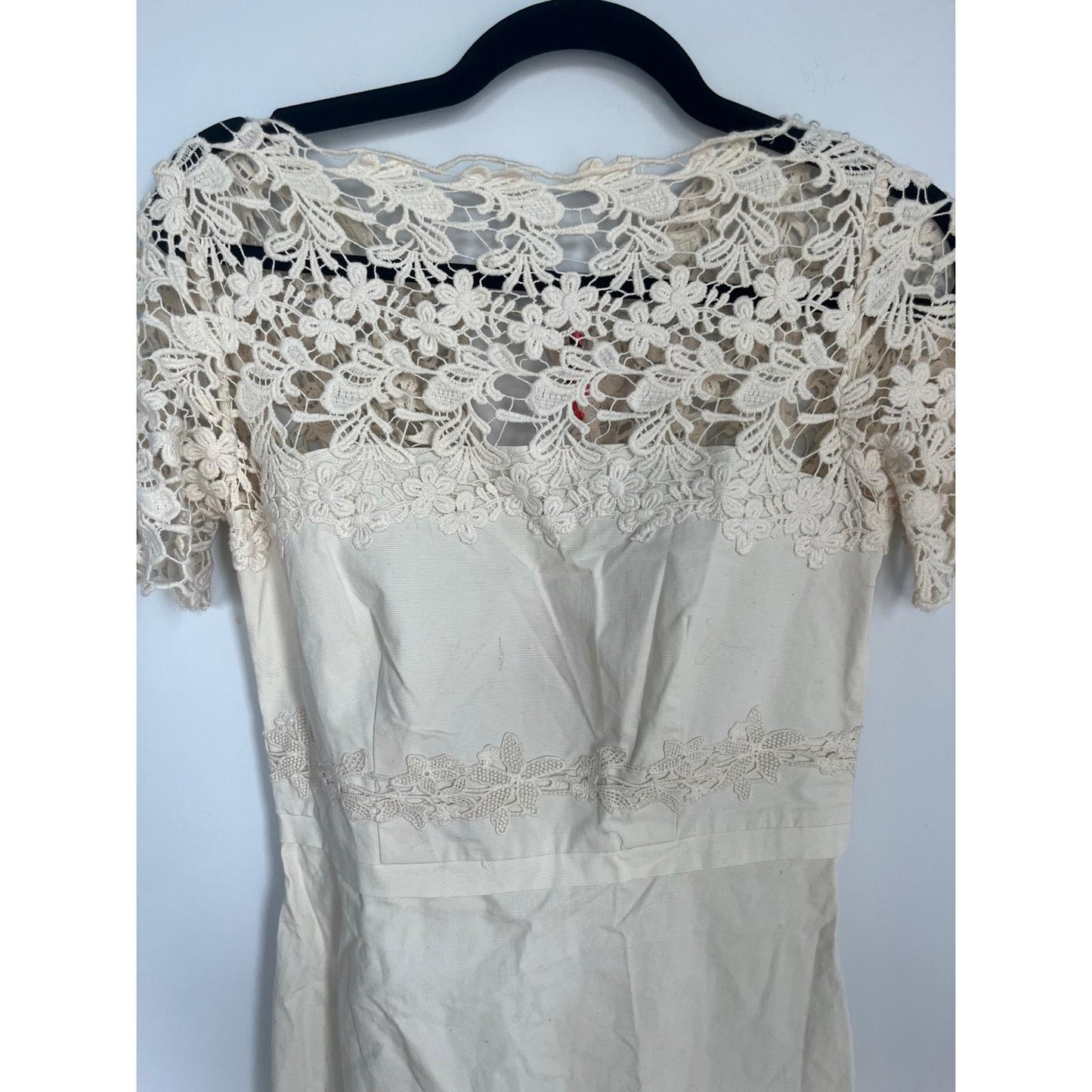 Ivanka Trump Lace Midi Dress Women 4 Cream Floral Overlay Cocktail