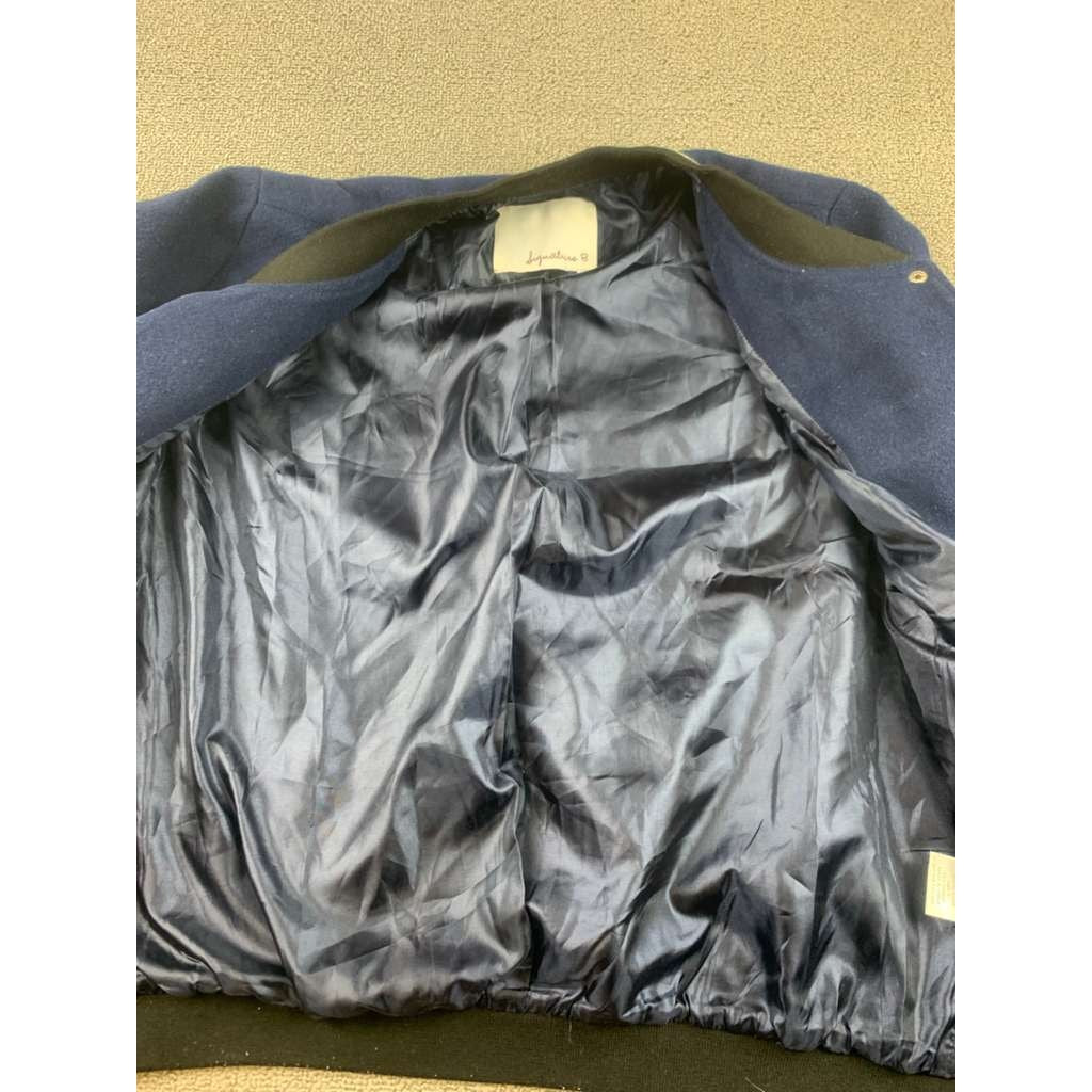 Signature 8 Varsity Bomber Jacket Women S Navy Blue Sequin Daisy Floral