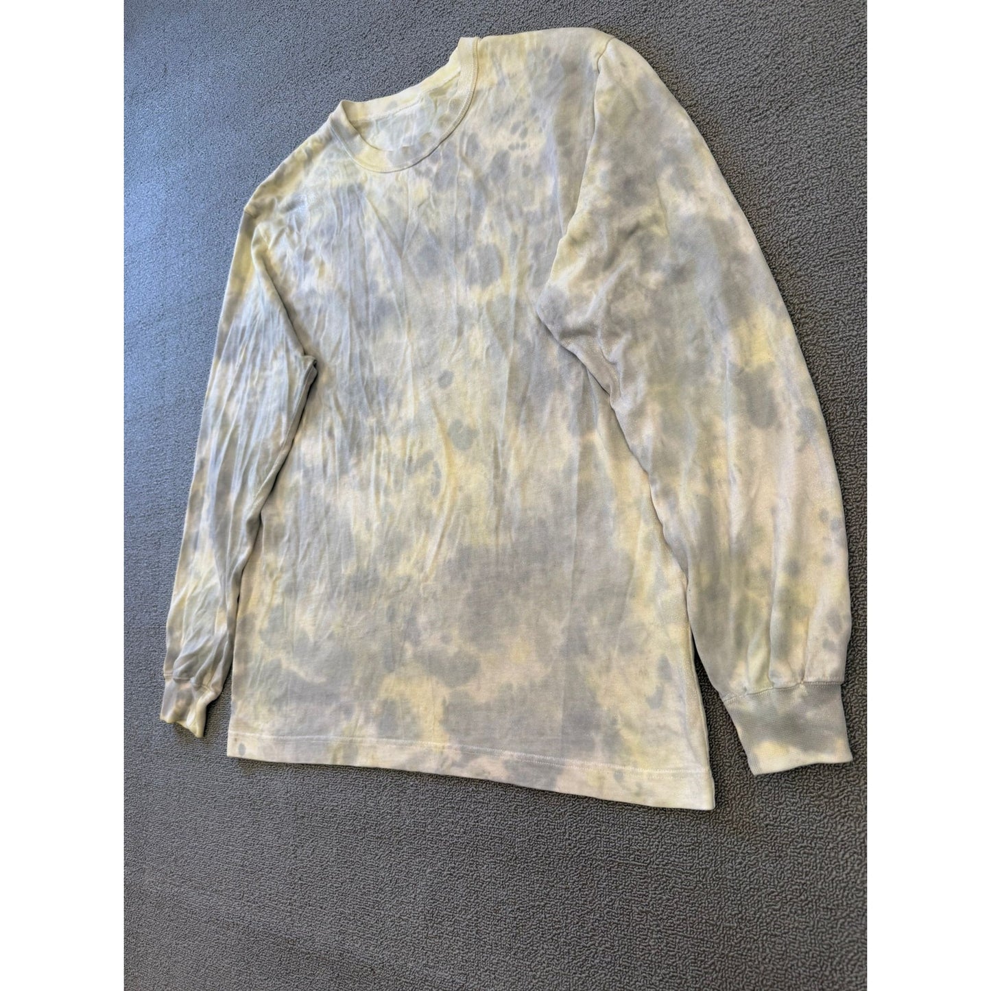 Alexander Wang Sample Mens Grey Cream Tie Dye Long Sleeve Shirt