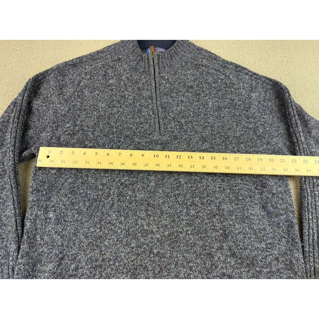 Pendleton Sweater Men's L Gray Shetland Wool Quarter Zip Mock Neck Long Sleeve