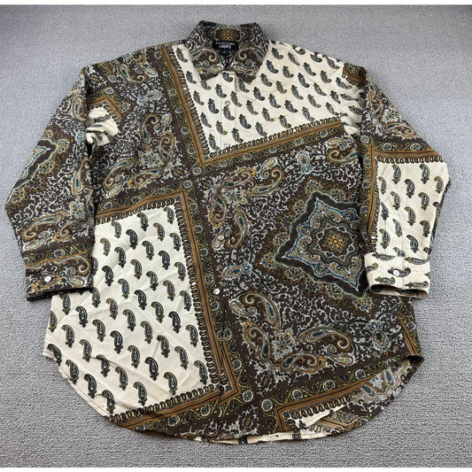 Y2K Emanuel Ungaro Liberté L Multicolor Paisley Pattern Button Down Shirt