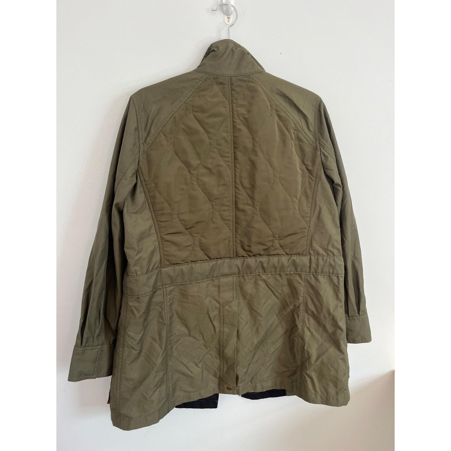 Club Monaco Jacket Women M Green Utility Zip Front Pockets Lightweight