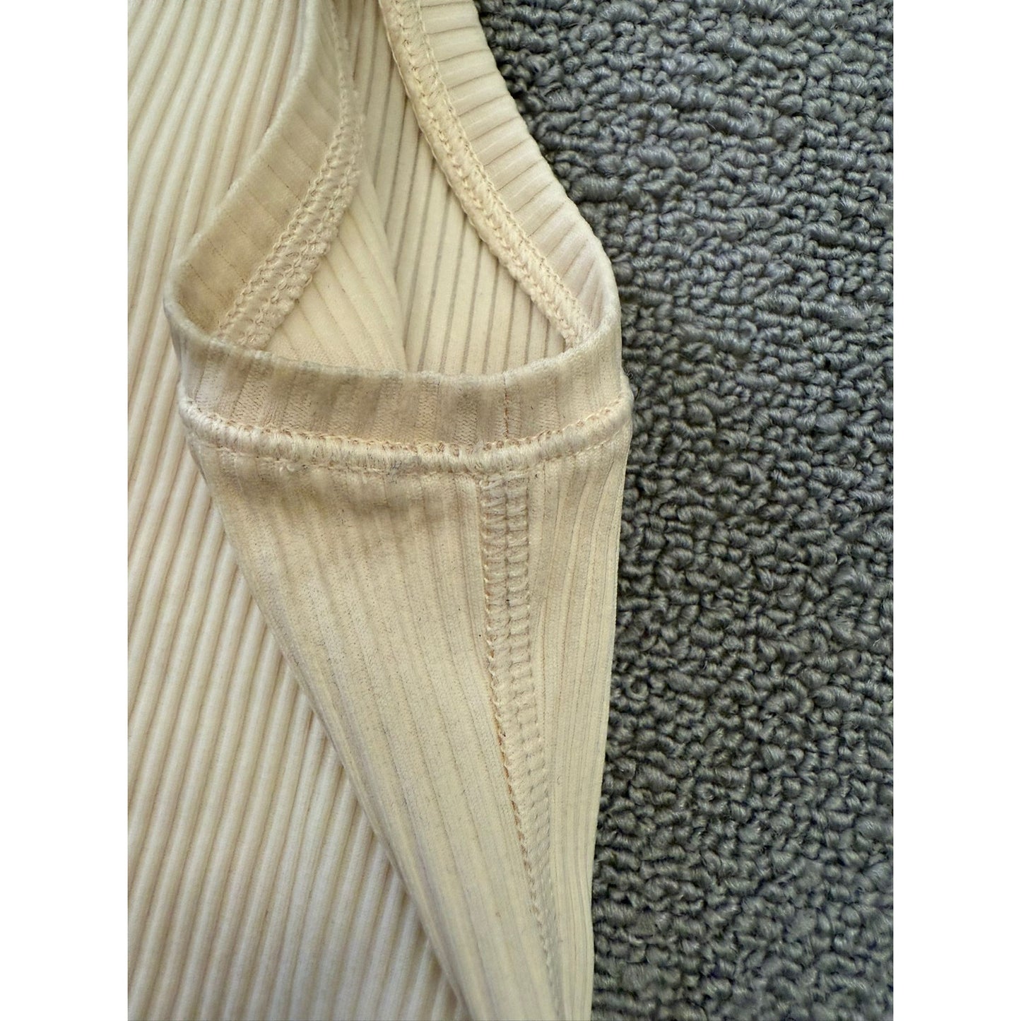 Theory Women's Small Petite Cream White Ribbed Tank Top Samek Belsay Sleeveless