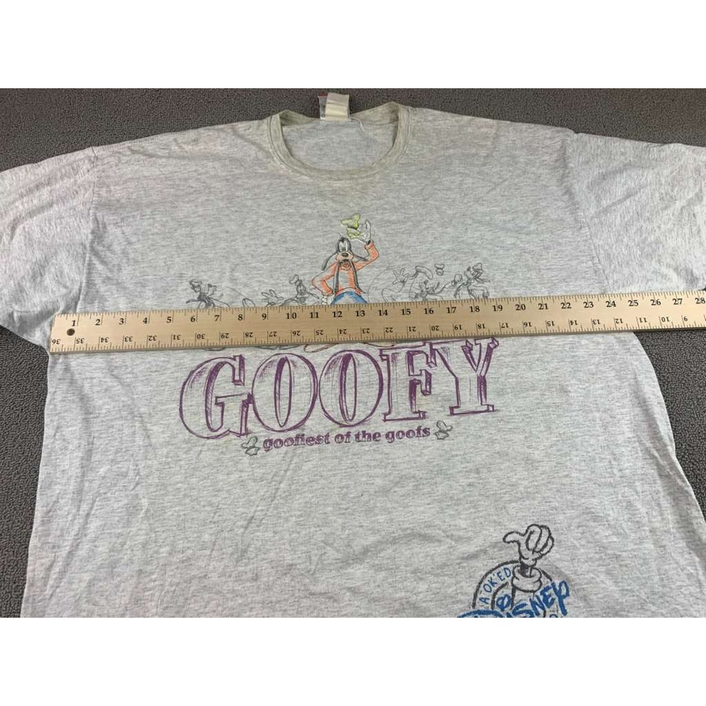 Walt Disney Mickey Inc  Mens XL Gray Goofy Graphic T Shir Vintage 90s Big Print