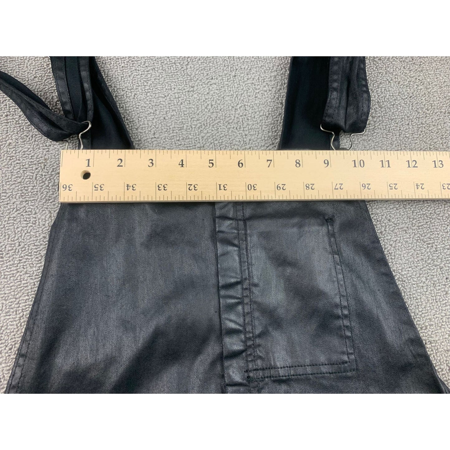 Current/Elliott Women's 3 Black Coated Denim Overalls Jumpsuit Pants