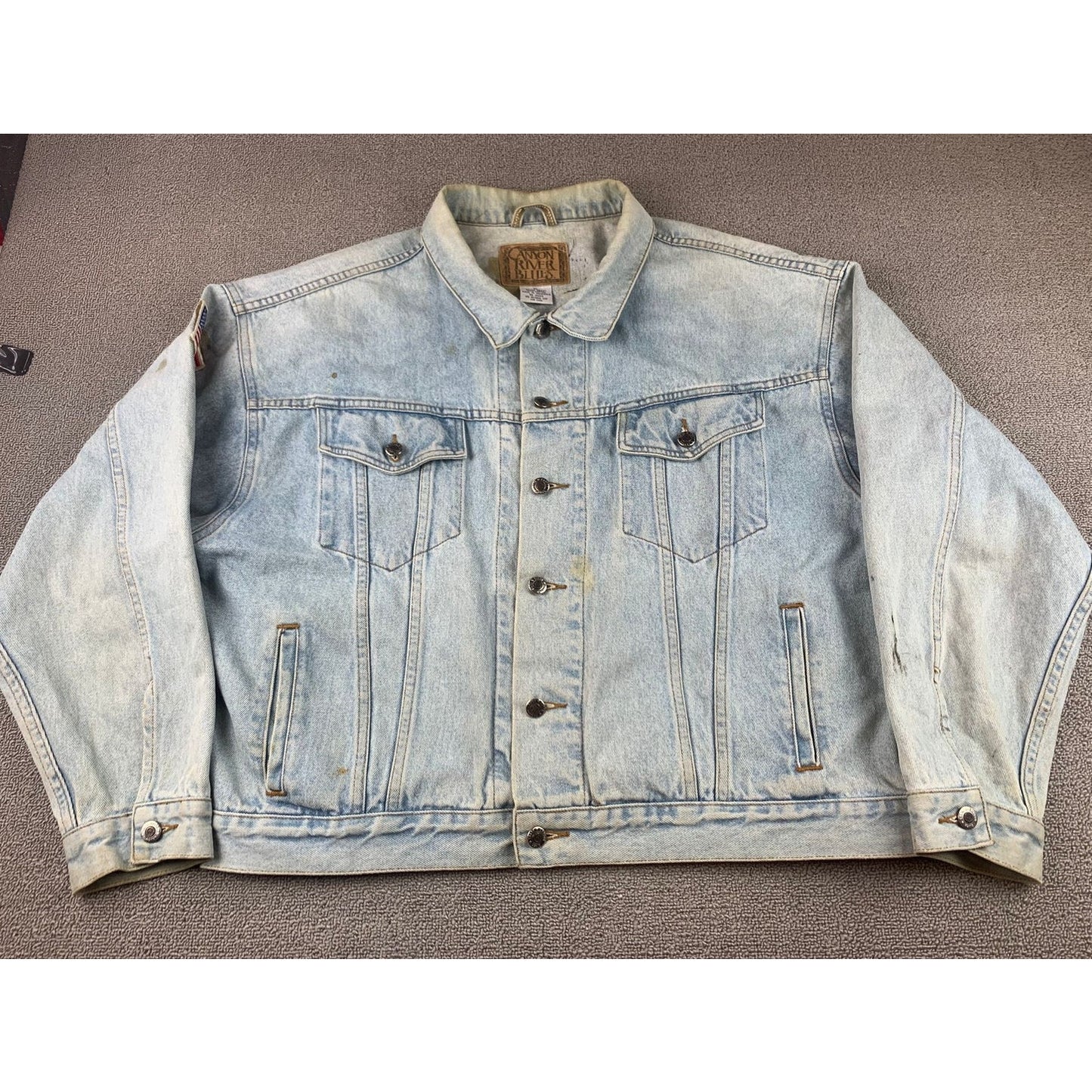 Vintage Canyon River Blues Men XL Denim Jacket With DIY Patches Indonesia Made