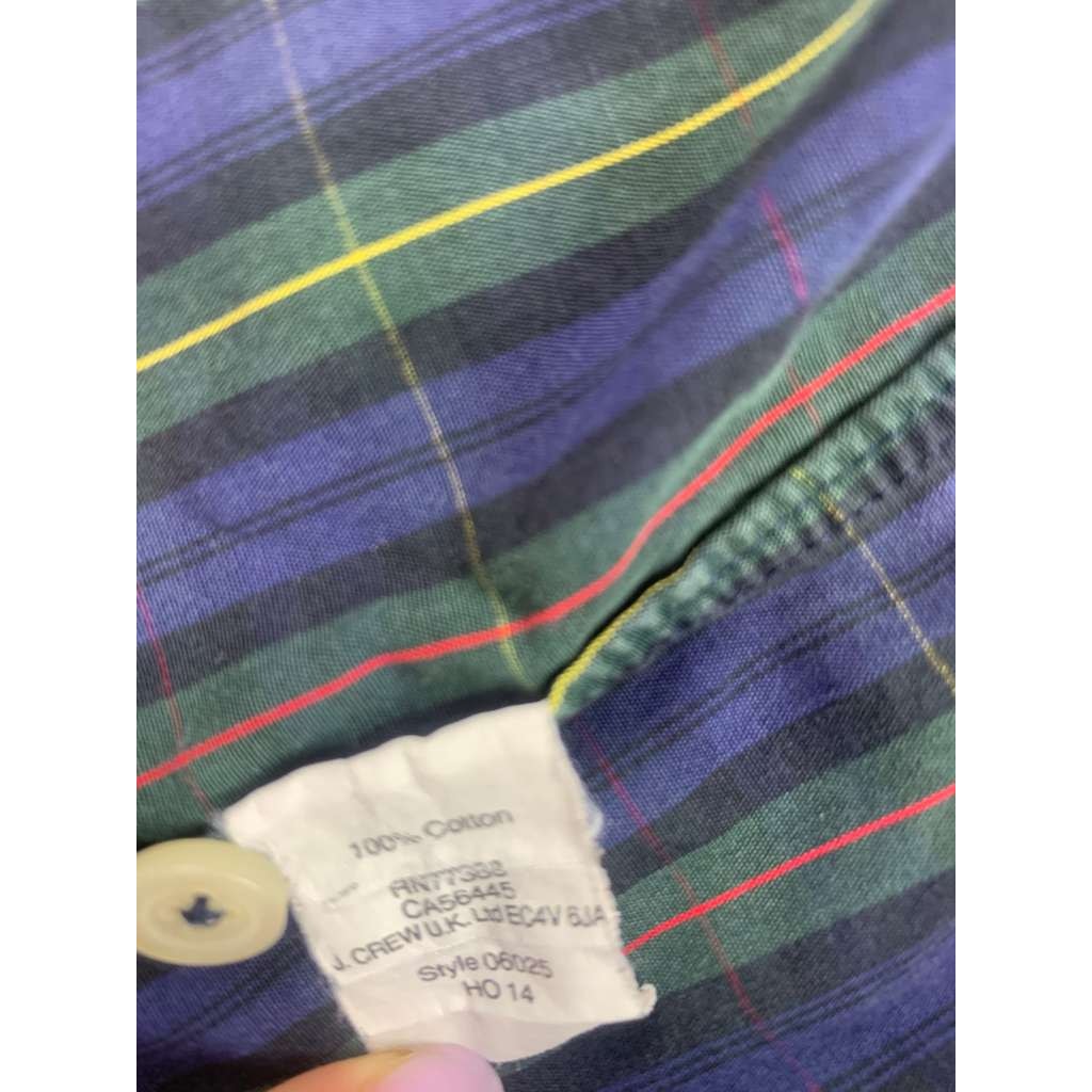 J.Crew Medium Green Blue Plaid Shirt Button Down Thompson Shirtings Long Sleeve